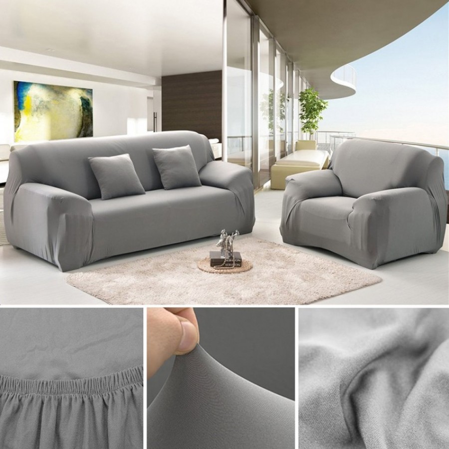 Grey Jersey Fitted Sofa Cover Set | Comfortable Couch Cover | 3 Seater | 2 Seater | 1 Seater | 5,6 & 7 Seater Sets | Narmo Gudaz	